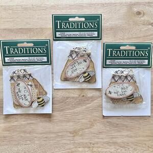 Traditions Painted Wood Bees / Honey Crafting PCG638 Crafts Nature 4pc - 3 PACKS